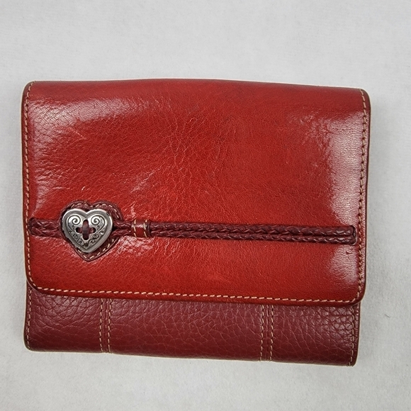 Brighton red braided handle leather shoulder bag w/ matching wallet - Picture 9 of 11